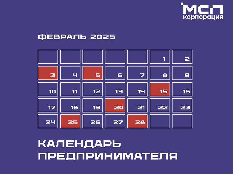 Календарь предпринимателя на февраль 2025 года.